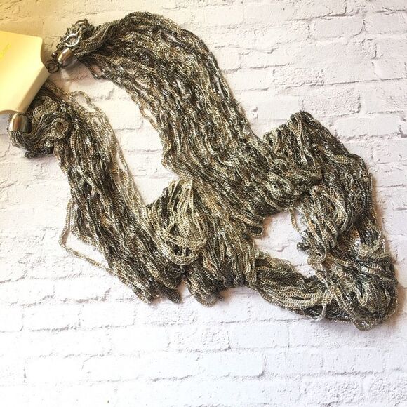 Gunmetal & Silver multi chain statement necklace - Picture 4 of 5